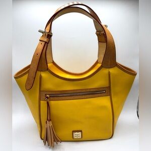 DOONEY & BOURKE Maddie Saffiano Leather Bag Buttercup Yellow Shoulder Bag Tassle